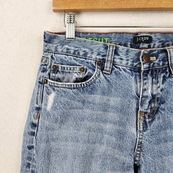 J Crew Jeans Womens 28 Blue Mid Rise Bootcut Medium Wash Distressed Denim - Picture 2 of 11